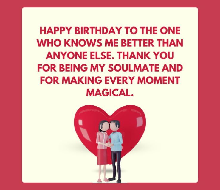 Soulmate Romantic Birthday Wishes for Husband from Wife